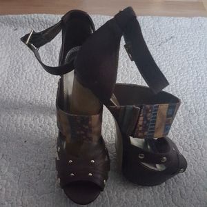 Brown strappy heels